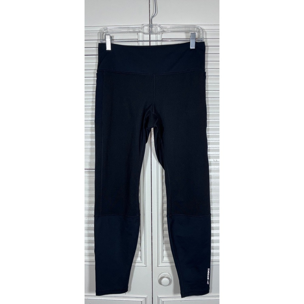Brooks Womens Black Fleece Lined Running Leggings Tights Size Medium Sporty